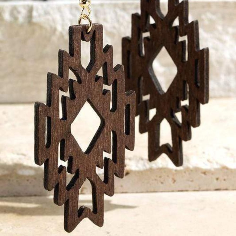 Don't Mess With My Tribe Earrings-Brown